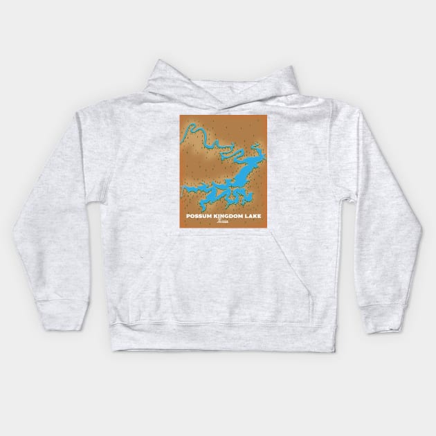 Possum Kingdom Lake Texas map Kids Hoodie by nickemporium1